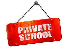private school, 3D rendering, vintage old red sign private school, 3D rendering, red grunge vintage sign