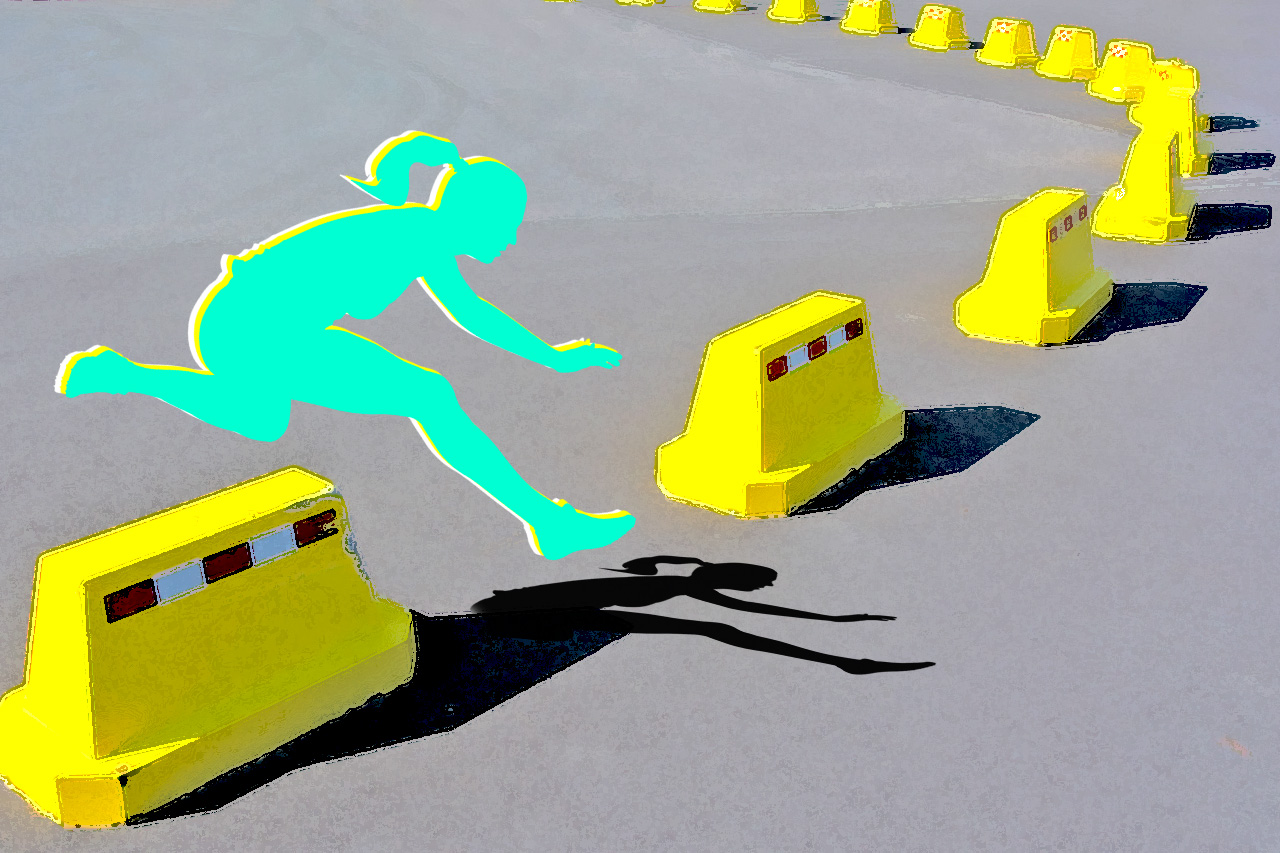 Illustration of a student overcoming obstacles