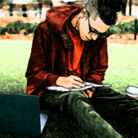 Work at your own pace - student with laptop in park